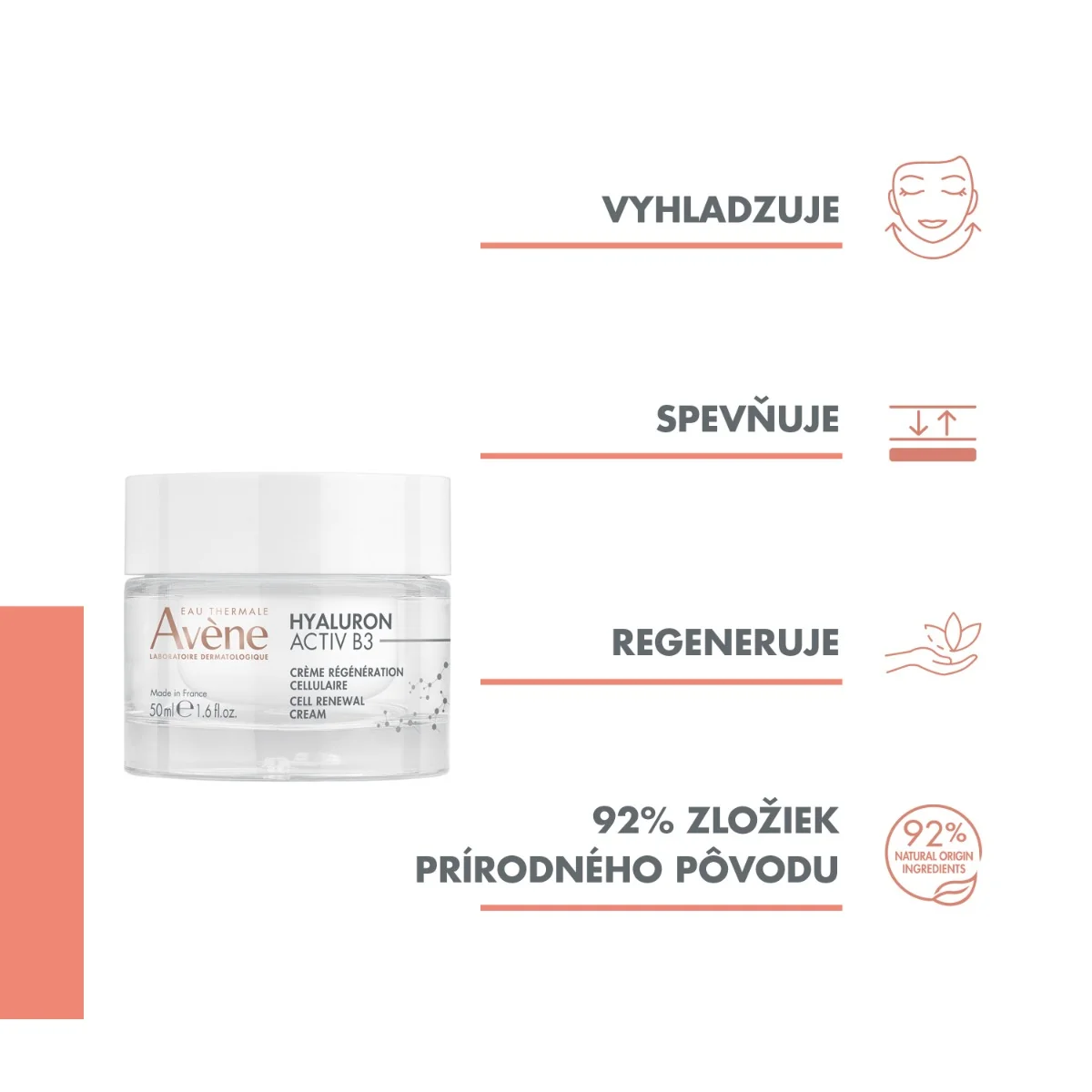 AVENE HYALURON ACTIV B3 Krém pre obnovu buniek 1×50 ml, pleťový krém