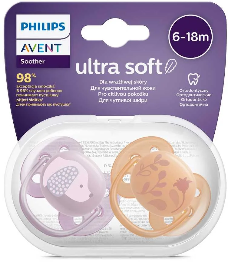 Philips AVENT Cumlík Ultrasoft Premium zvieratko 6-18m dievča 2 ks 1×2 ks, cumlík