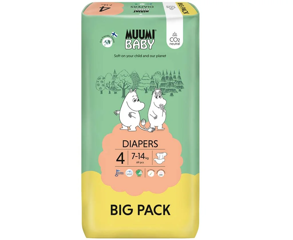 Muumi Baby 4 Maxi 7-14 kg, eko plienky 69 ks 1×69ks, EKO plienky