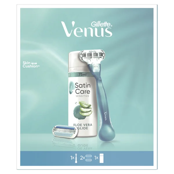 Venus Smooth Holiaci Strojček + 2 Hlavice + Gillette Satin Care Gél Na Holenie 1×1 ks, darčeková sada