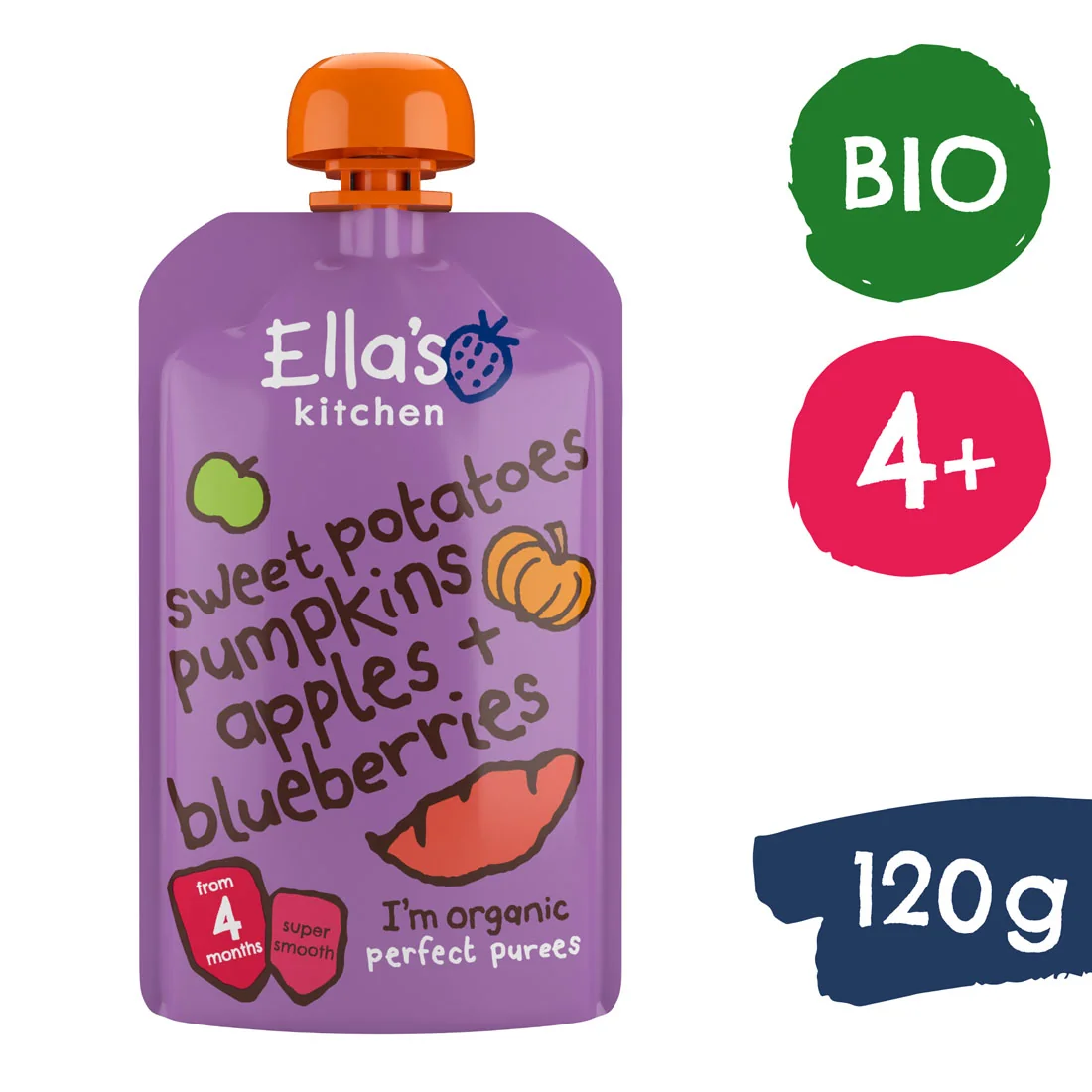 Ella's Kitchen BIO Batáty, tekvica a jablko 1×120 g, detská výživa