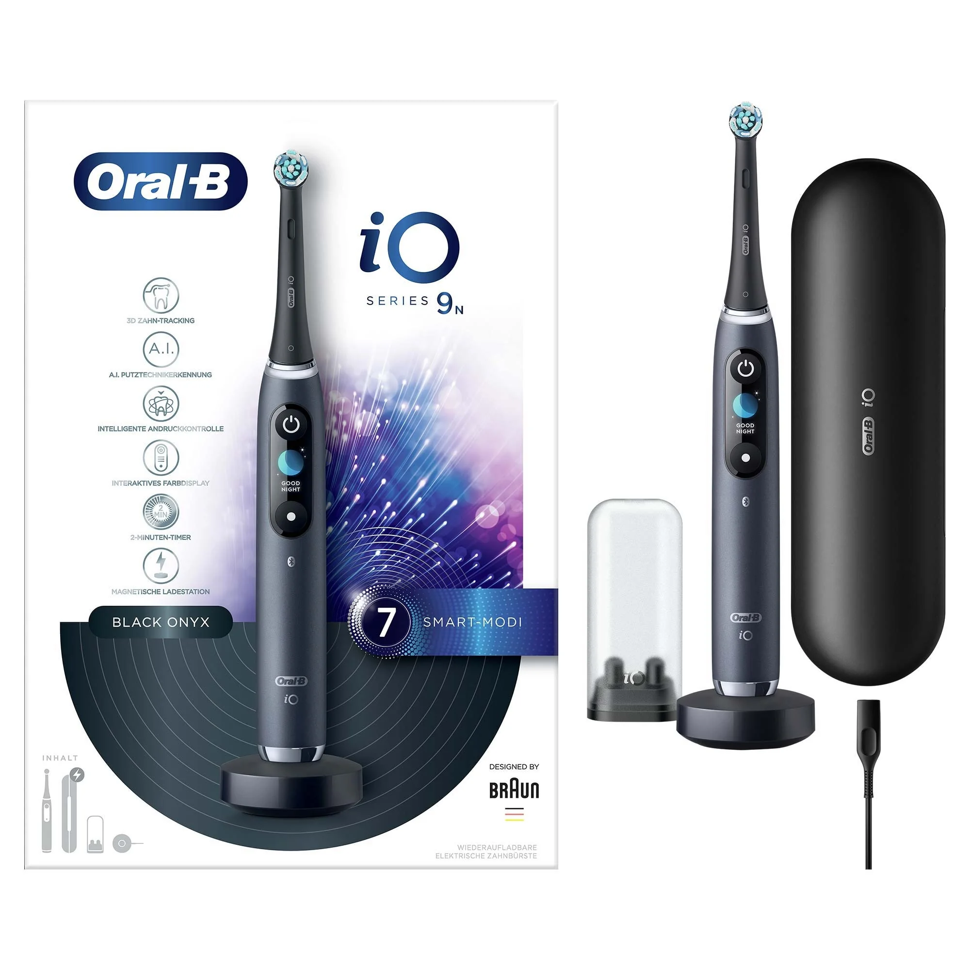 Oral B EK iO Series 9 Black onyx + držiak zubnej kefky + cestovné púzdro 1×1 set, elektroniícká zubná kefka