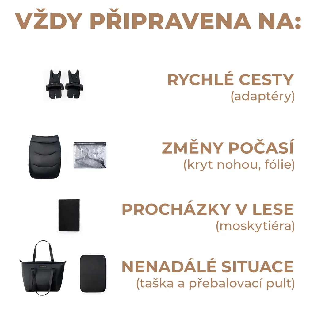 KINDERKRAFT Kočík kombinovaný 2v1 Prime 2 Black 1×1 ks, kombinovaný kočík