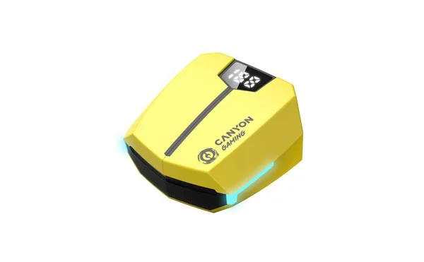 Canyon GTWS-2, Doublebee, herné True Wireless Bluetooth slúchadlá do uší, nabíjacia stanica v kazete, žlté 1×1 ks, slúchadlá