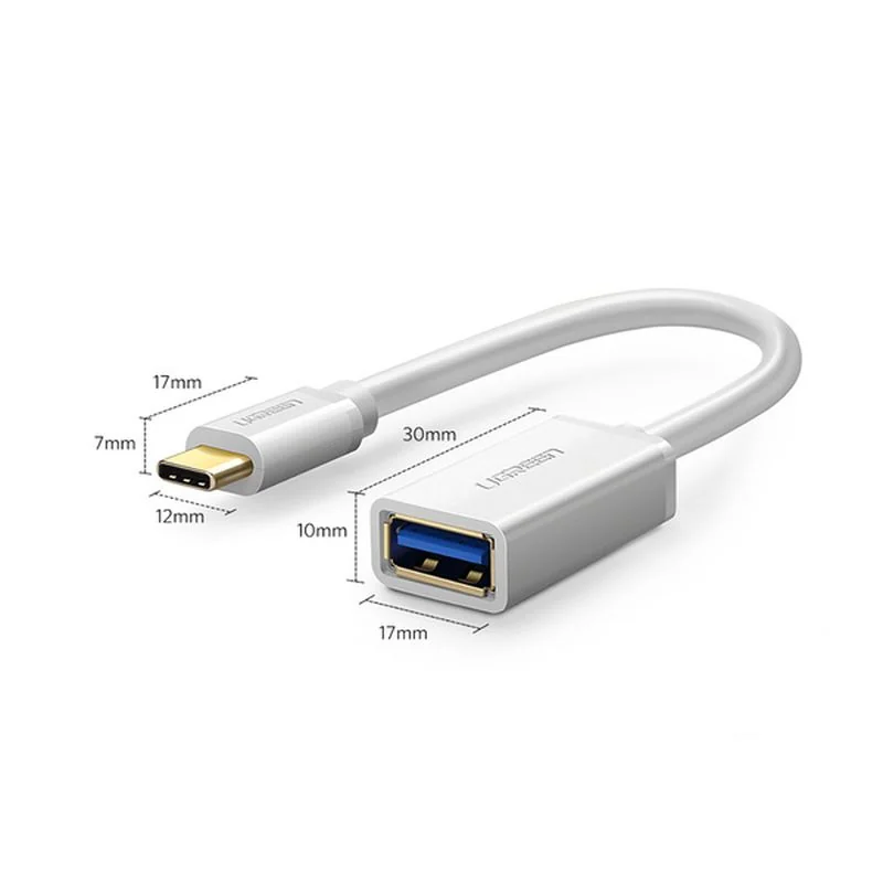 Ugreen US154 OTG adaptér USB 3.0 / USB-C F/M, biely 