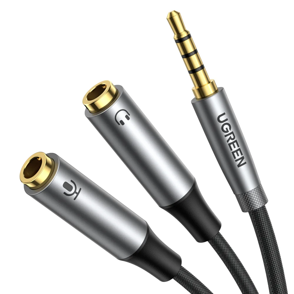 Ugreen AV192 audio splitter kábel 3.5mm M/2xF 20cm, čierny