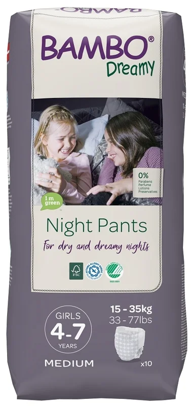 BAMBO Dreamy Night Pants Nohavičky plienkové jednorazové Girls 4-7 rokov (15-35 kg) 10 ks