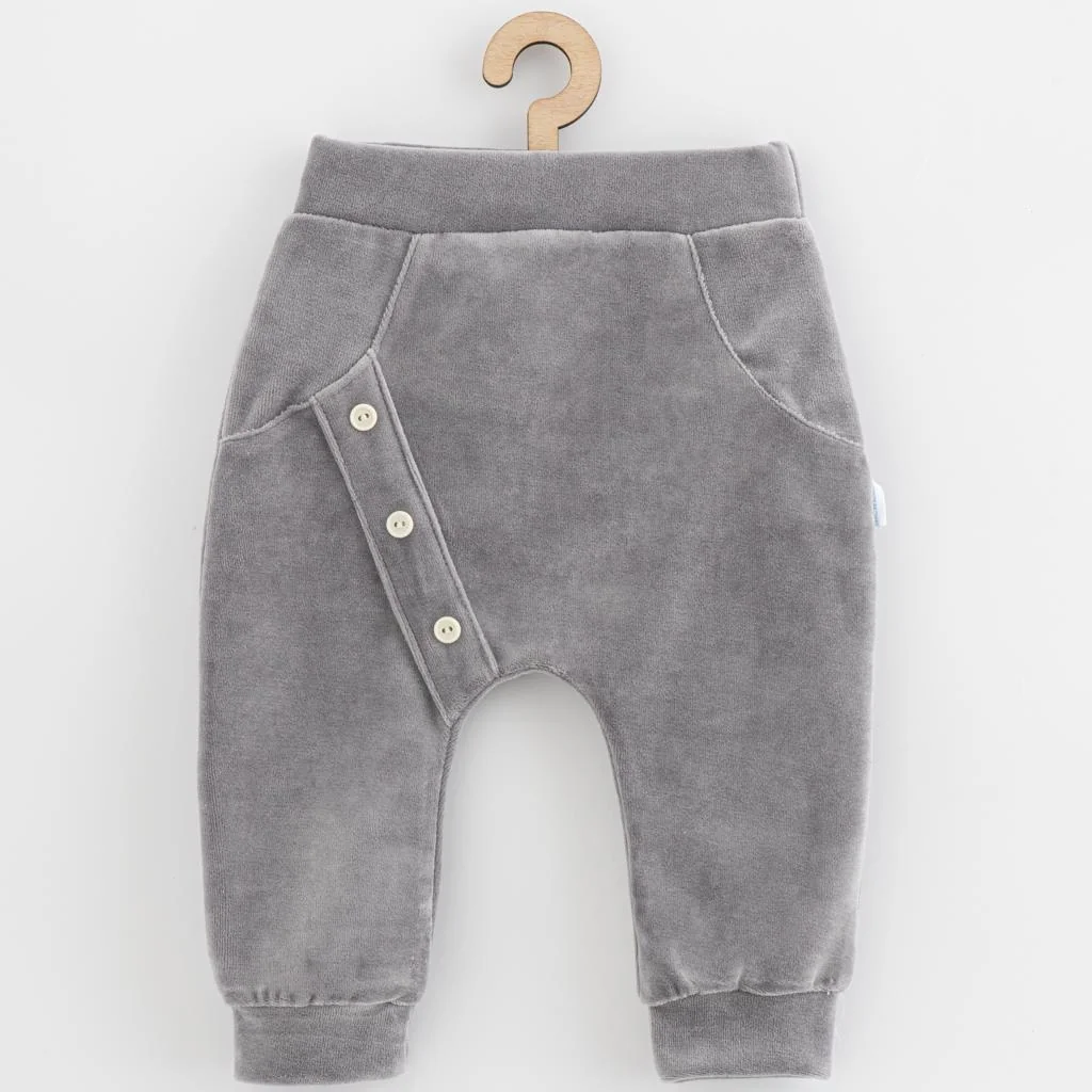 Dojčenské semiškové tepláky New Baby Suede clothes sivá 74 (6-9m), 20C54907