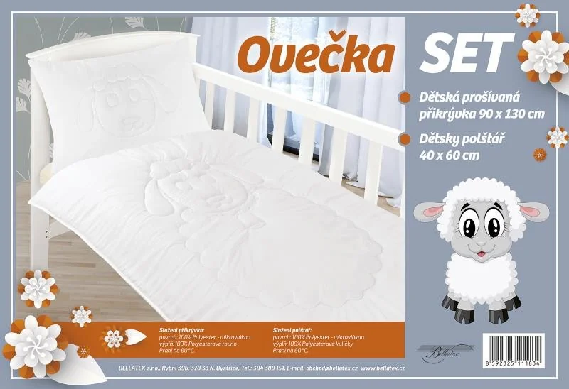 Perina detská OVEČKA - SET deka 90x135cm + vankúš 40x60cm 1×1 ks, detská perina