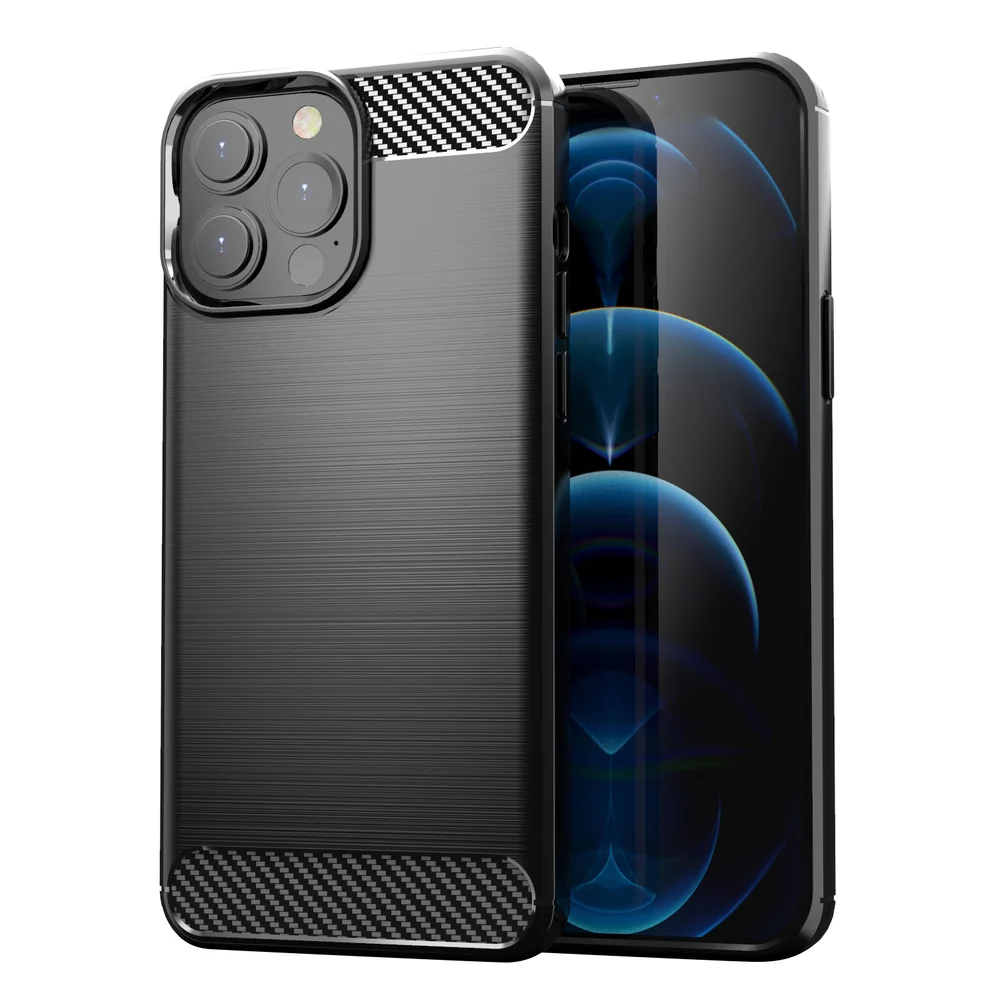 MG Carbon Case Flexible silikónový kryt na iPhone 13 Pro Max, čierny 