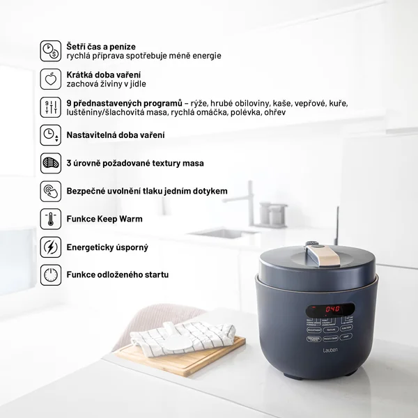 Lauben Electric Pressure Cooker 5000AT 1×1 ks, tlakový hrniec