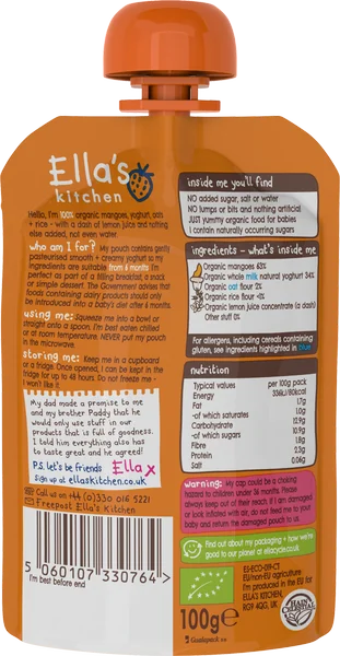 Ella's Kitchen BIO Raňajky mango a jogurt 1×100 g, detská výživa