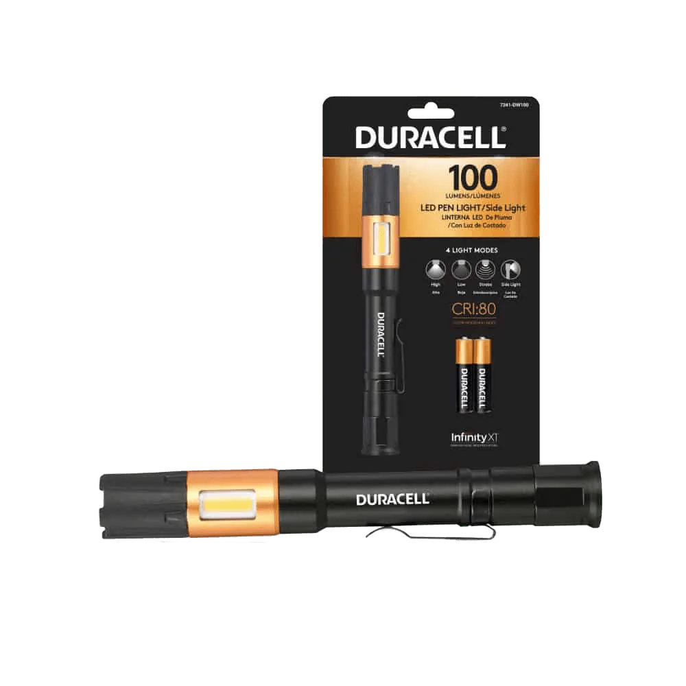 7241-DW100SE Duracell 100 Lumen Pen Light with Side Flood Light, 4 Modes - 2AAA