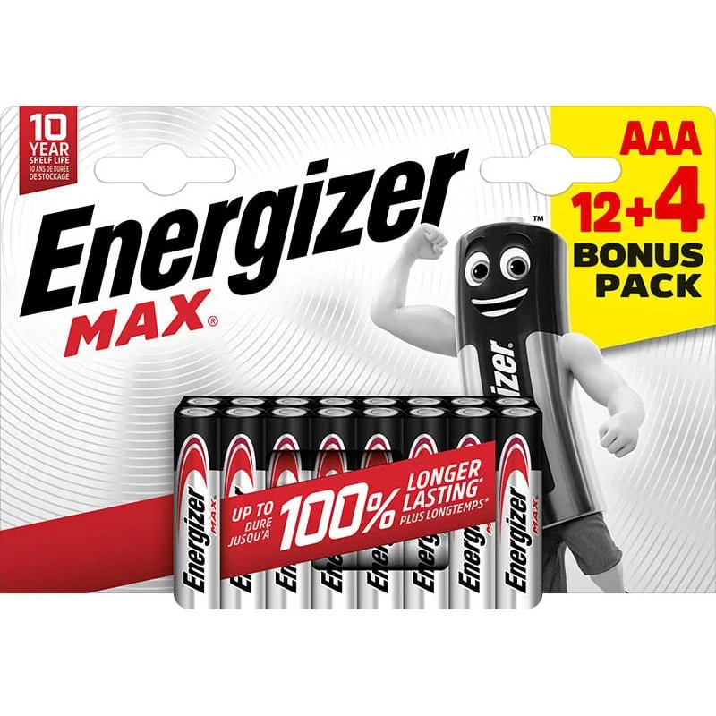 Energizer Max AAA alkalické batérie 12+4 16ks E303341000