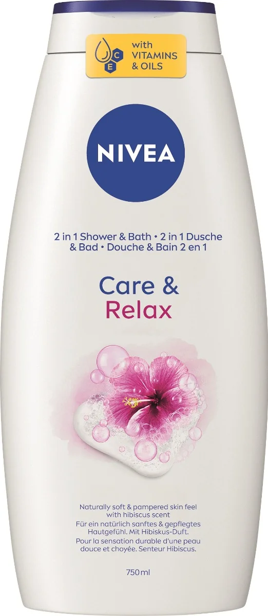 NIVEA Sprch.gél a pena do kúpeľa Care&Relax 750ml